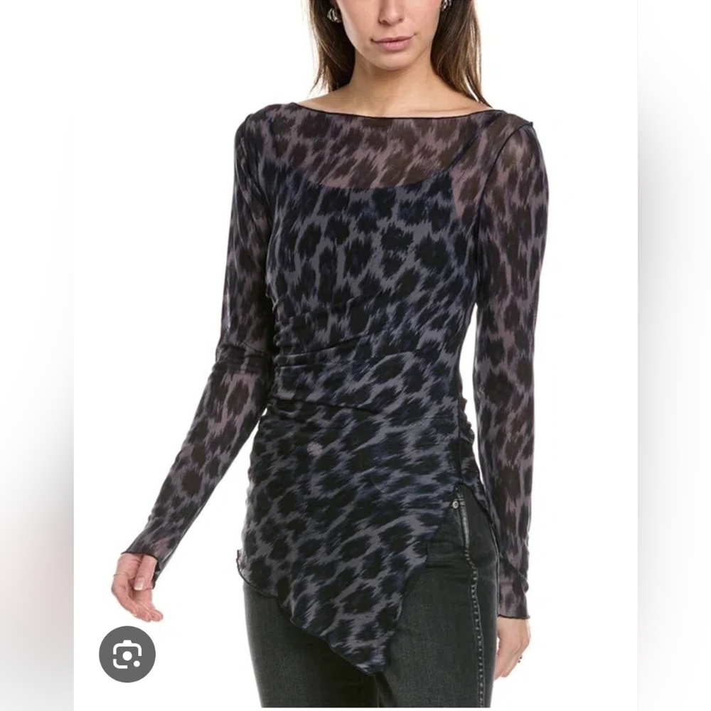FP Movement by Free People Black and Gray Patterned Blouse